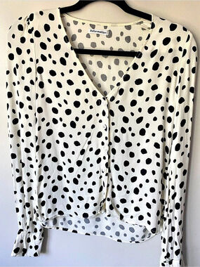 Reformation Animal Print Blouse in White & Black